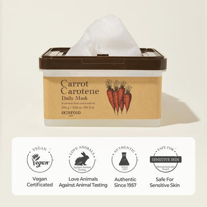 SKINFOOD Carrot Carotene Daily Mask – Soothing &amp; Hydrating Korean Sheet Mask Pack