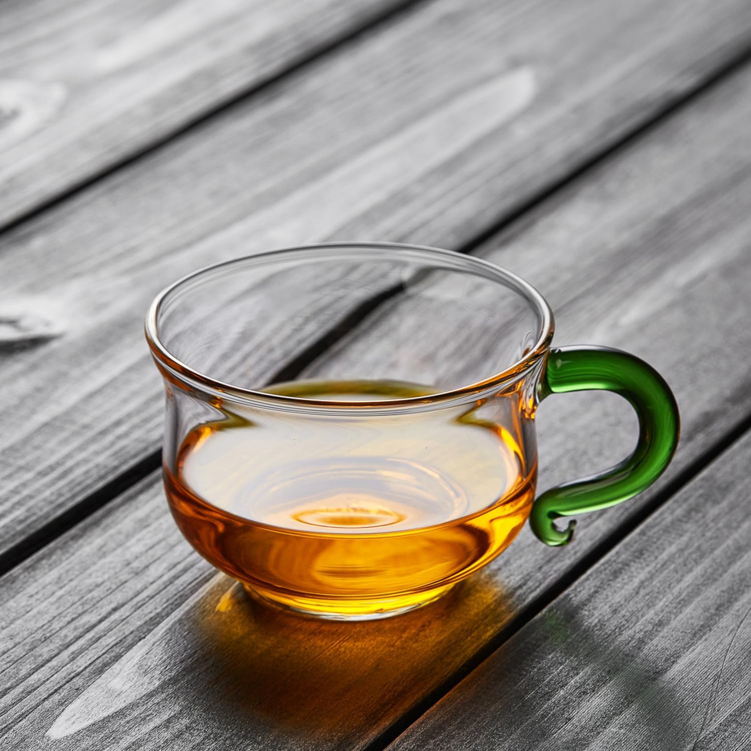 Pocaroty Heat-Resistant Glass Cups – 130ml Set of 2 with Green Handles