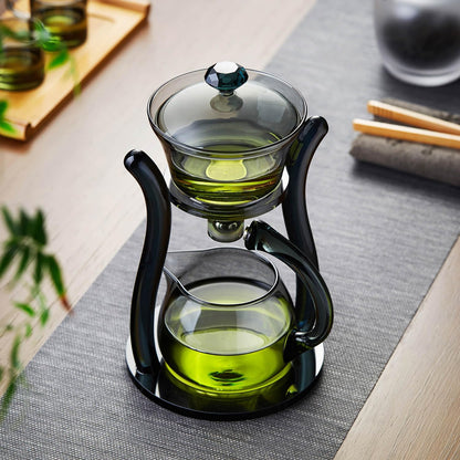 Pocarati Semi-Automatic Tea Dripper – Heat-Resistant Glass Tea Maker with Magnetic Filter