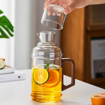 Pocarati Heat-Resistant Glass Pitcher – 1200ml Water Carafe with Handle