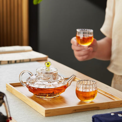 Mini Muscle Heat-Resistant Glass Teapot – 340ml Gourd Design