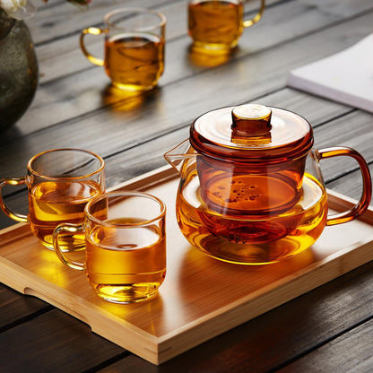Pokaloti Amber Borosilicate Glass Teapot 600ml – Direct Fire &amp; Microwave Safe