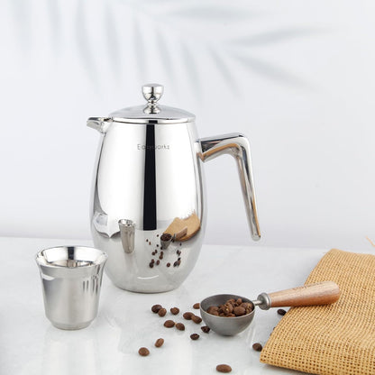 Easyworkz Nand Double Wall Insulated French Press – 304 Stainless Steel Coffee &amp; Tea Maker, 350ml
