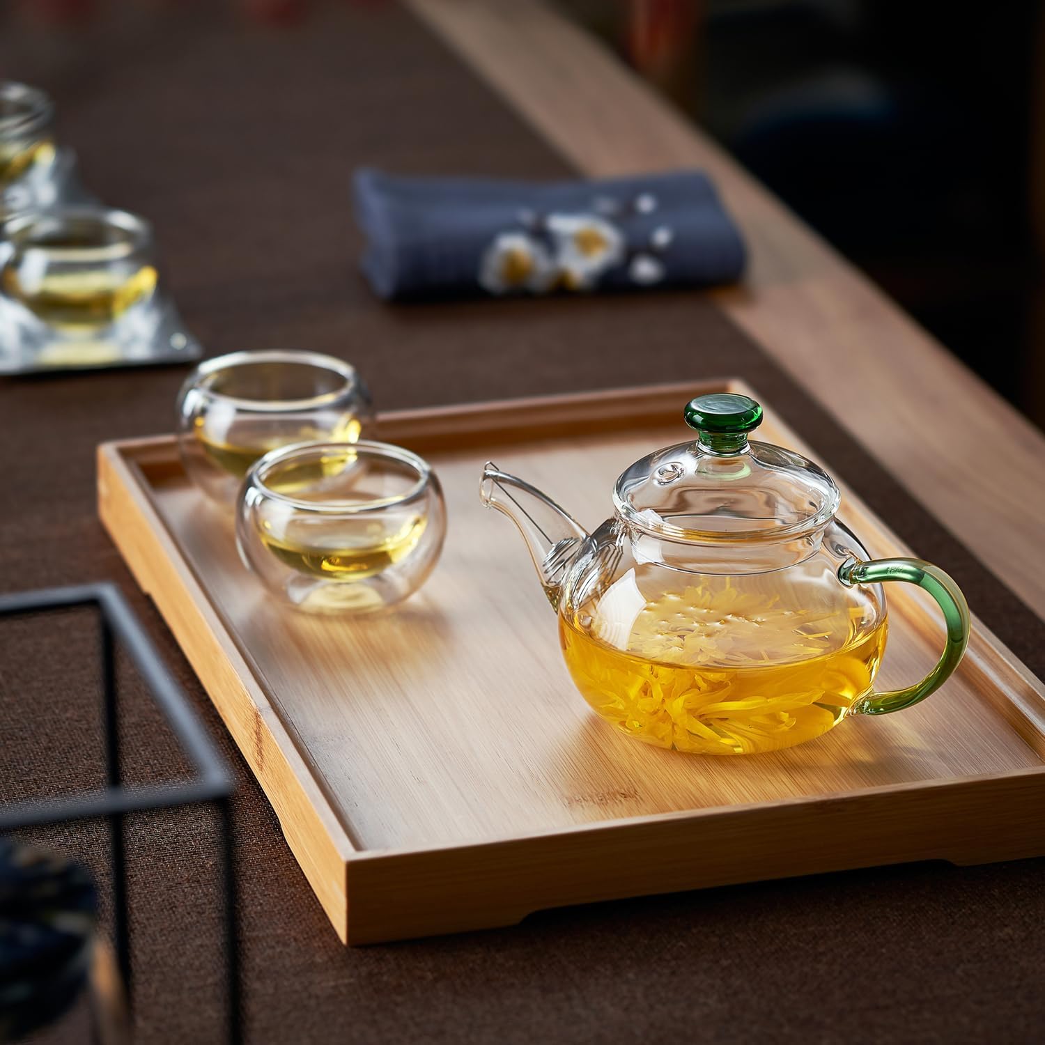 Mini Heat-Resistant Glass Teapot – 325ml Handmade Style Single Serve