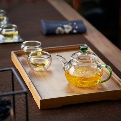 Mini Heat-Resistant Glass Teapot – 325ml Handmade Style Single Serve