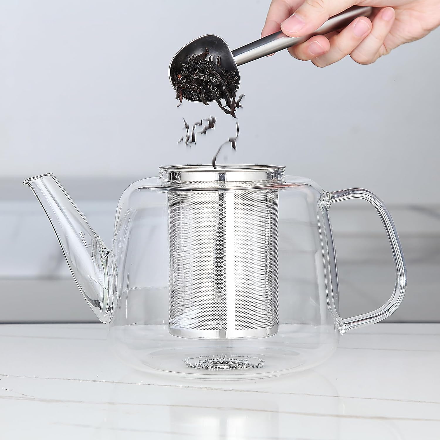 Easyworkz Borosilicate Glass Teapot with Stainless Steel Infuser – Clear, 1500ml