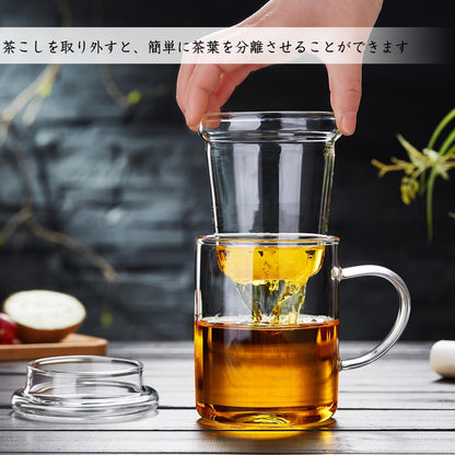 Pocalotea Glass Tea Cup with Infuser – 480ml Heat-Resistant Mug with Lid Strainer