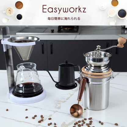 Easyworkz Manual Coffee Grinder with Airtight Canister – Adjustable Stainless Steel Burr Coffee Bean Grinder