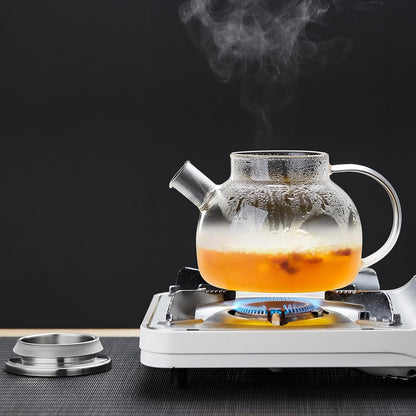Pocaroti Frosted Glass Teapot 1000ml – Heat-Resistant, Direct Fire Safe with Stainless Steel Lid