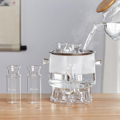 Heat-Resistant Glass Sake Set – Tokkuri Sake Carafe with Measuring Marks