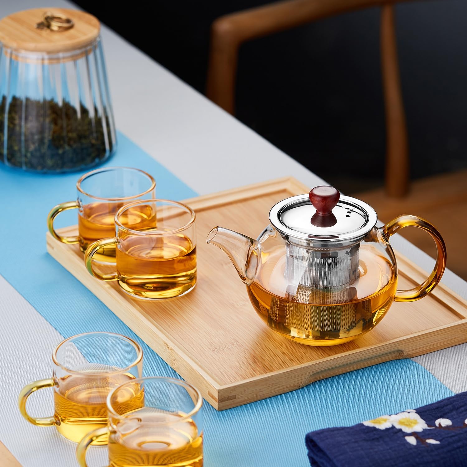 Pokaro Heat-Resistant Glass Teapot 500ml – Direct Fire Safe with Stainless Steel Infuser