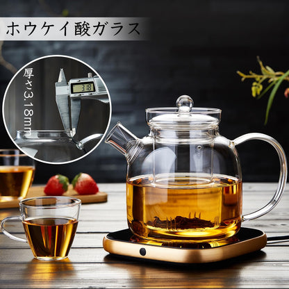 Pokaro Heat-Resistant Glass Teapot 1000ml – Large Capacity with Infuser, Gas Stove &amp; Refrigerator Safe