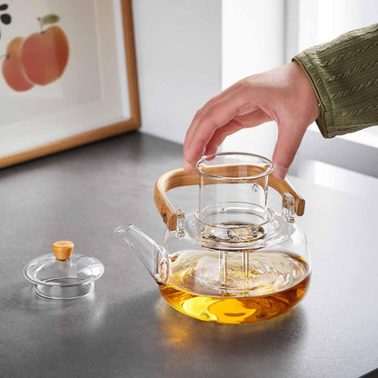 Heat-Resistant Glass Teapot 960ml – Direct Fire Safe Transparent Tea Kettle with Strainer