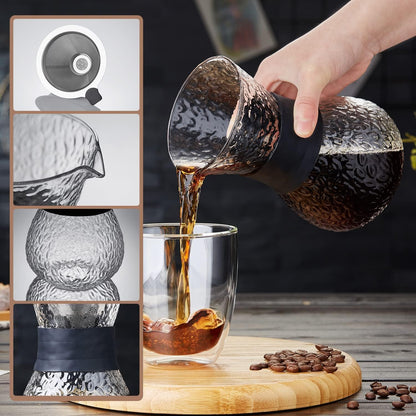 Pocarati Coffee Server – 600ml Heat-Resistant Glass Drip Coffee Maker with Stainless Steel Filter