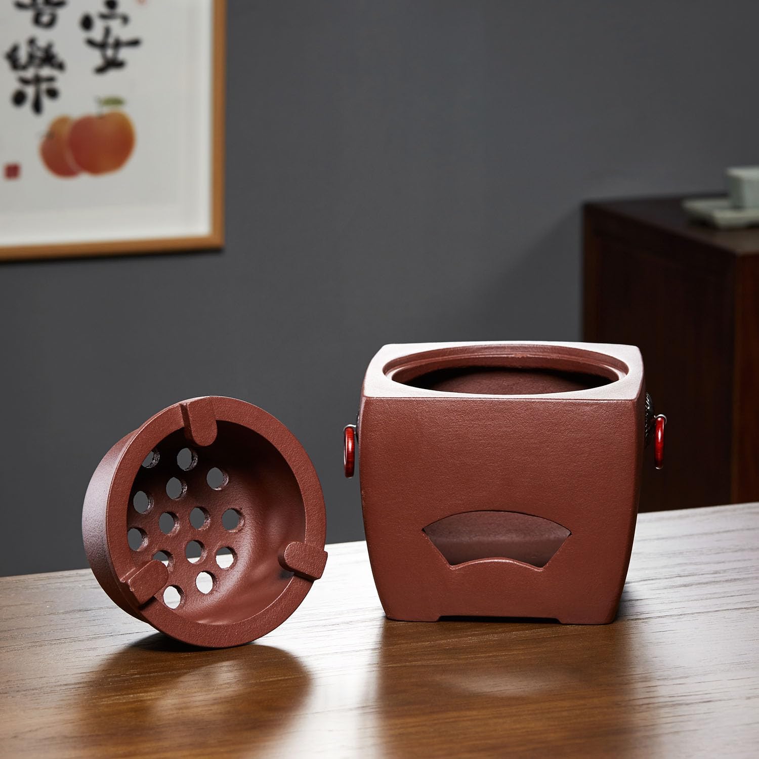 Pocaloti Purple Clay Tea Furnace – Round Mouth Charcoal Tea Stove for Traditional Brewing