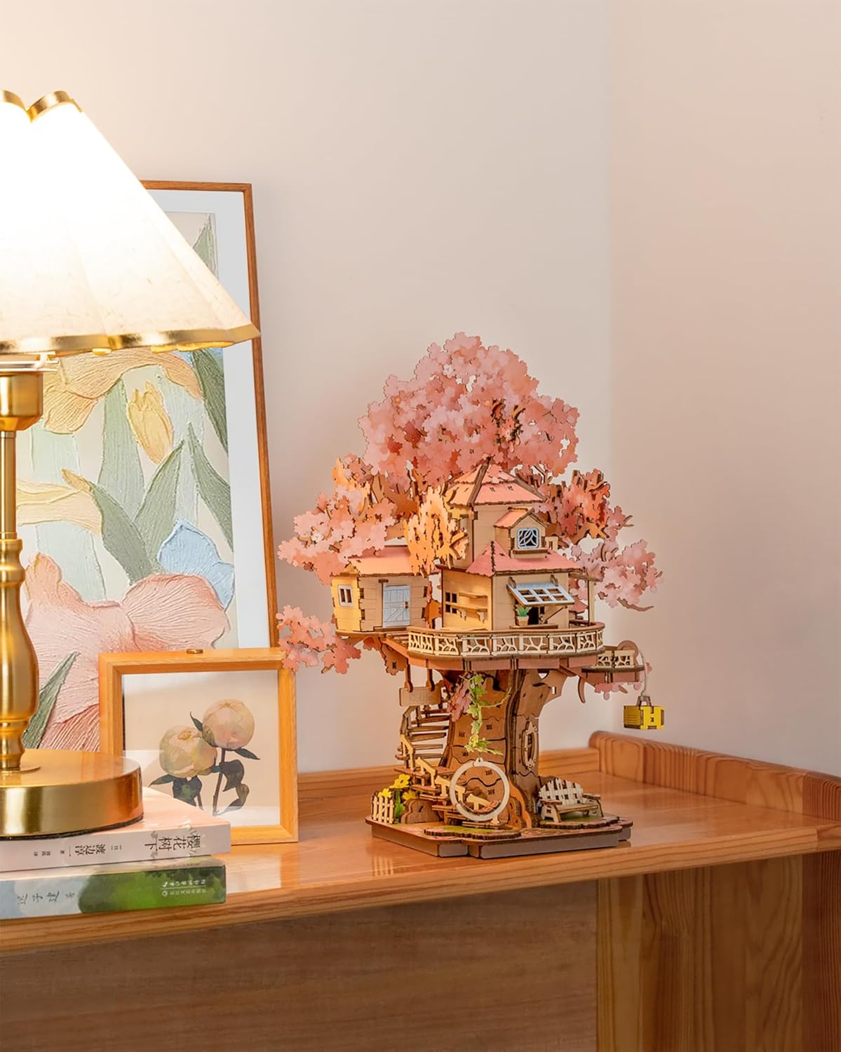 ROBOTIME Cherry Blossom 3D Wooden Puzzle – DIY Mechanical Model Kit, Japanese-Style Home Décor &amp; Educational Craft