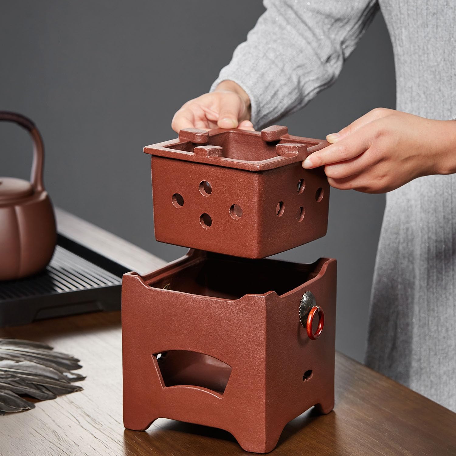 Pocaloti Purple Clay Tea Furnace – Traditional Charcoal Tea Brewing Stove