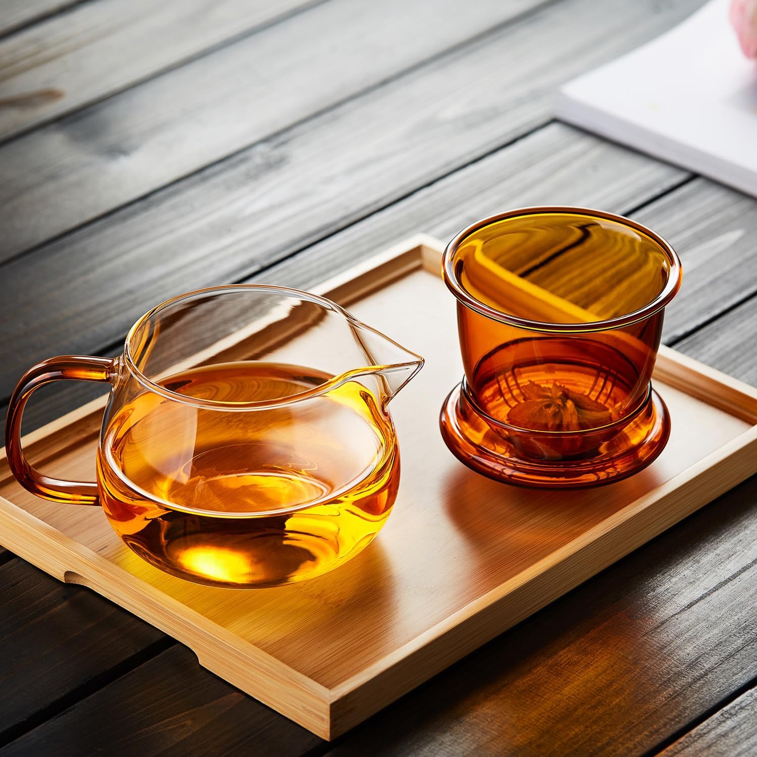 Pokaloti Amber Borosilicate Glass Teapot 600ml – Direct Fire &amp; Microwave Safe