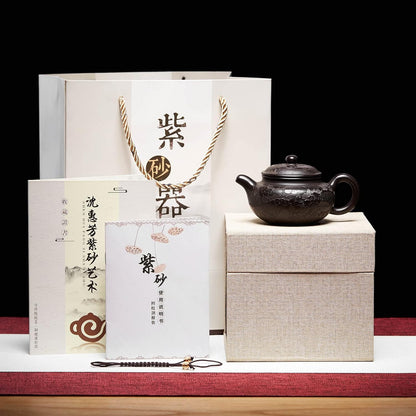 Pokaloti Handmade Purple Clay Teapot Set – Dragon Crest Design with 4 Tea Bowls