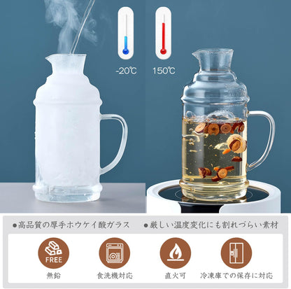 Heat-Resistant Glass Water Pitcher – 2000ml Retro Style Large Capacity Carafe
