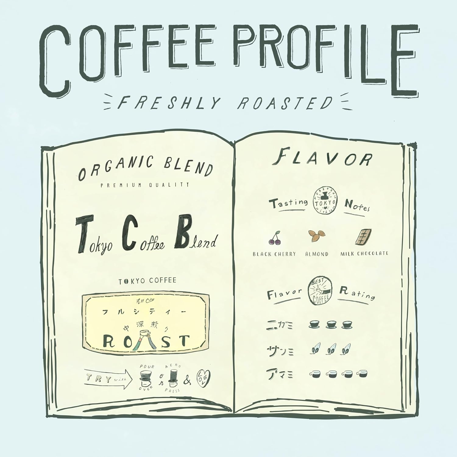 Tokyo Coffee Organic Blend Coffee Beans – JAS Certified Specialty Store Pack (1 kg)