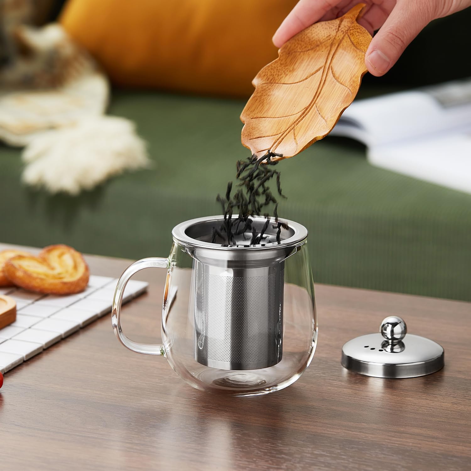 Heat-Resistant Glass Tea Mug with Infuser – 520ml with Stainless Steel Filter &amp; Lid
