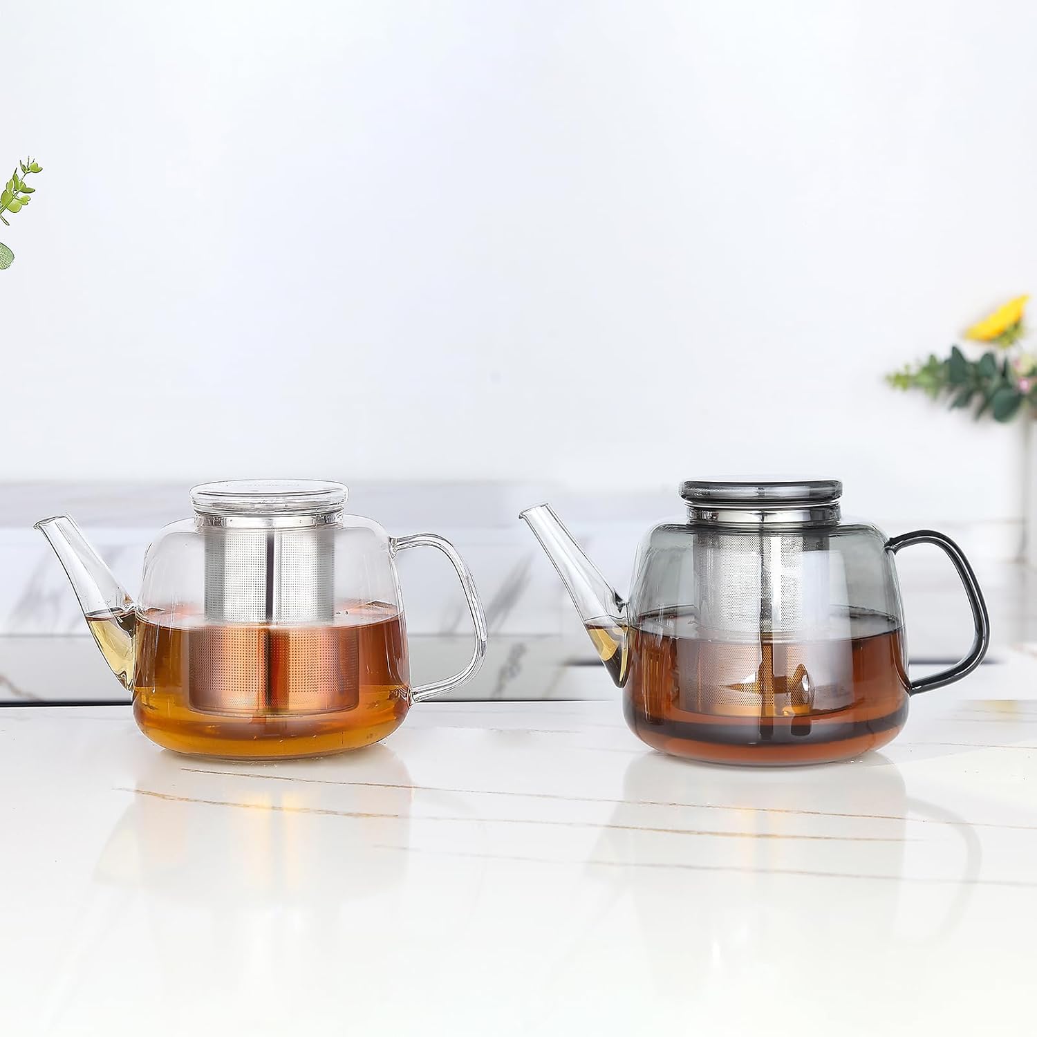 Easyworkz Borosilicate Glass Teapot with Stainless Steel Infuser – Clear, 1500ml