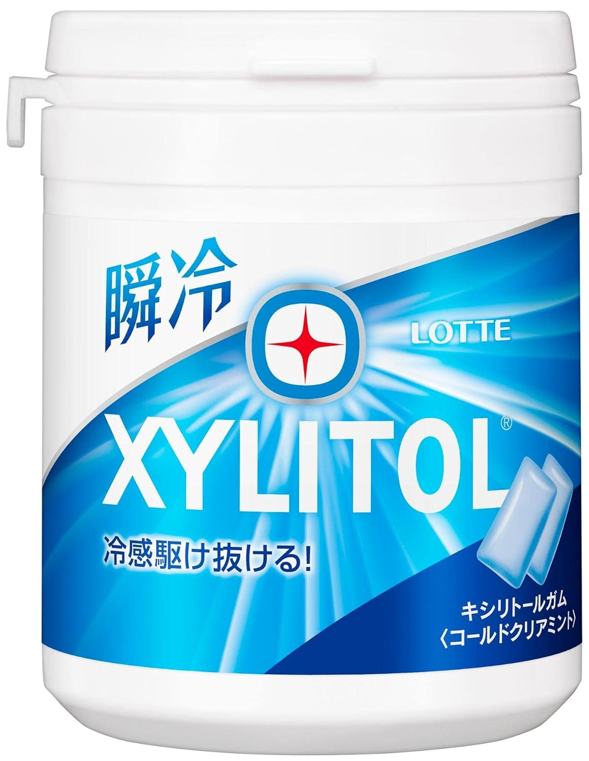 Lotte Xylitol Gum Instant Cooling (Cold Clear Mint) Family Bottle, 5.6 oz (143 g) | Made in Japan