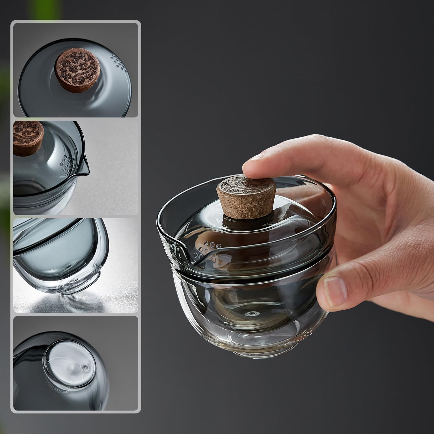 Pocarati Travel Tea Set – Portable Heat-Resistant Glass Teapot with 2 Cups &amp; Protective Case