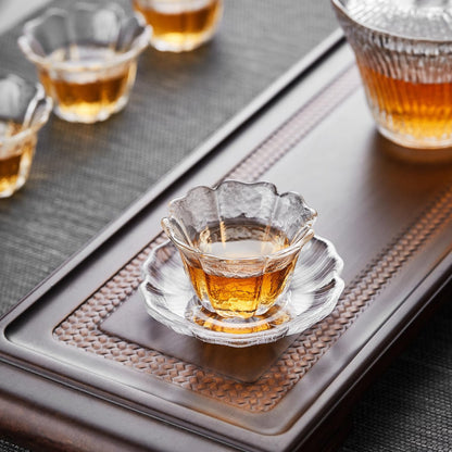 Glass Flower Saucer – Elegant Decorative Tea &amp; Cup Base