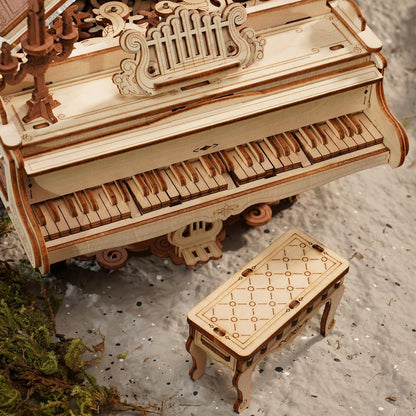 ROKR Piano 3D Wooden Puzzle Music Box – DIY Mechanical Model Kit with Automatic Playback, No Battery Required