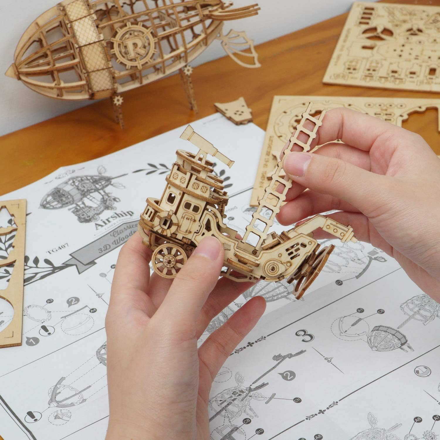 ROKR 3D Wooden Puzzle Miniature Kit | DIY Mechanical Model Assembly Craft Gift