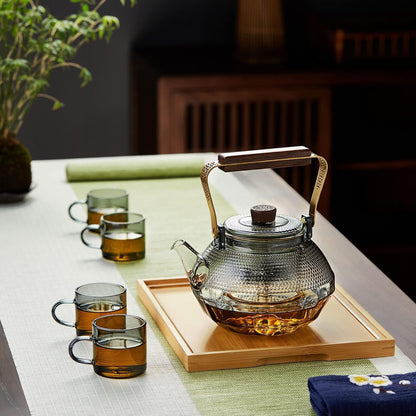 Pocarati Futon-Shaped Glass Teapot 1140ml – Heat-Resistant Direct Flame Safe Tea Pot