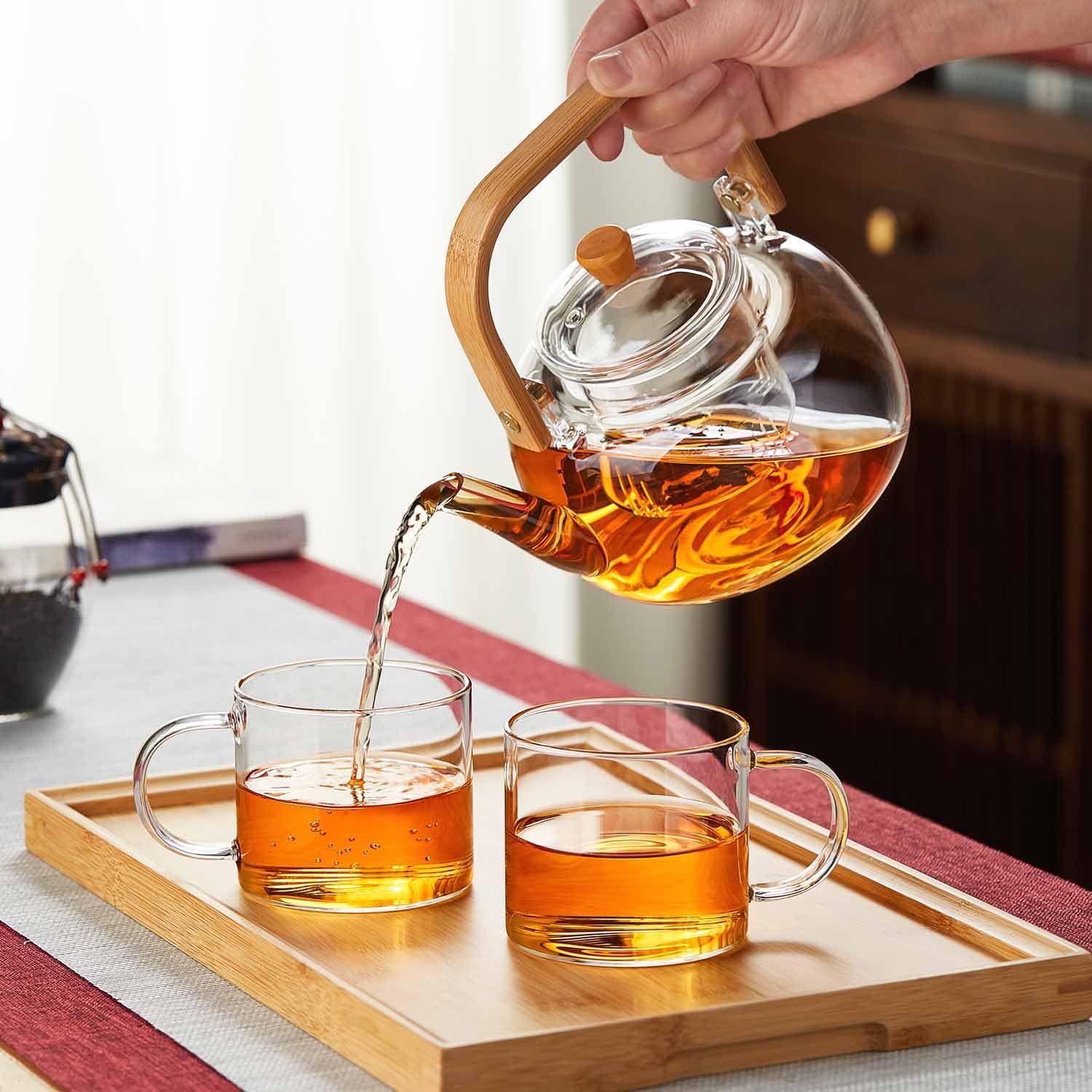 Heat-Resistant Glass Teapot 960ml – Direct Fire Safe Transparent Tea Kettle with Strainer