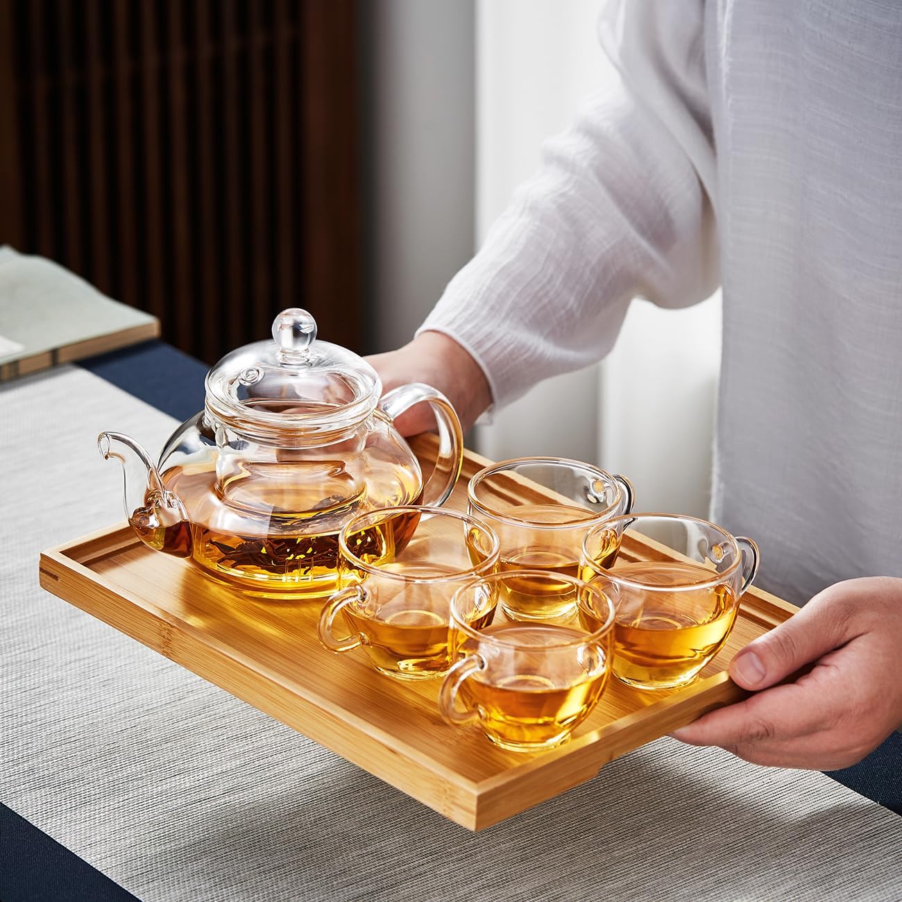 Pocarati Glass Teapot 900ml – Heat-Resistant, Direct Flame Safe with Strainer &amp; Lid
