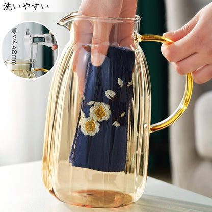 Pocarati Heat-Resistant Glass Tea Pitcher – 2000ml Large Capacity Water Carafe with Lid
