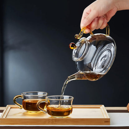 Pocarati Heat-Resistant Glass Teapot 720ml – Direct Flame Safe with Built-In Strainer for Loose Leaf Tea