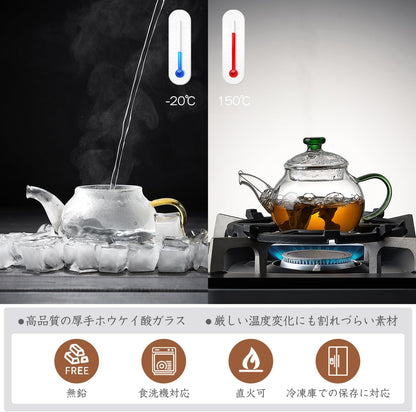 Mini Heat-Resistant Glass Teapot – 325ml Handmade Style Single Serve