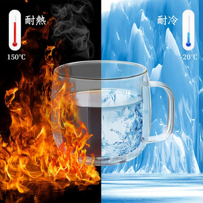 Pocaroty Double Wall Glass Cups – 300ml Set of 2 Heat-Resistant Coffee Mugs