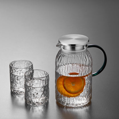 Pocarati Heat-Resistant Glass Pitcher – 1500ml Wood Grain Design Water Carafe