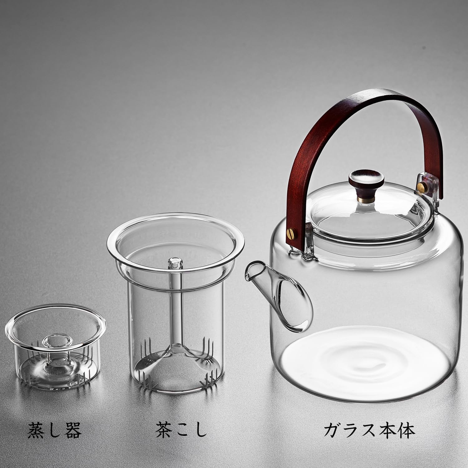 Pocaroty Heat-Resistant Glass Teapot 1100ml – Direct Fire Safe with Wooden Handle &amp; Dual Tea Strainers