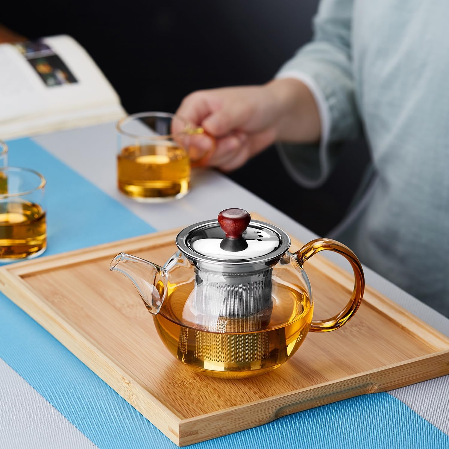 Pokaro Heat-Resistant Glass Teapot 500ml – Direct Fire Safe with Stainless Steel Infuser