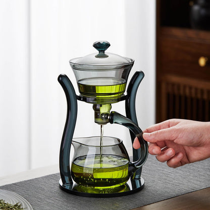 Pocarati Semi-Automatic Tea Dripper – Heat-Resistant Glass Tea Maker with Magnetic Filter
