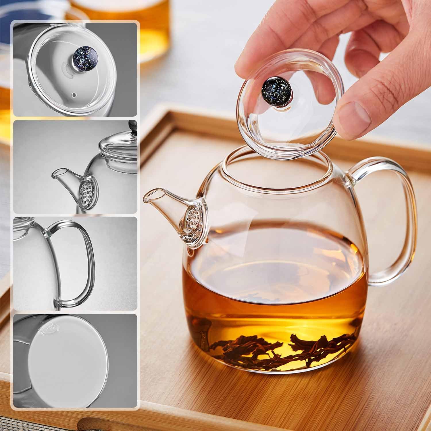 Pokaroty Mini Heat-Resistant Glass Teapot – 310ml Compact Single Serve