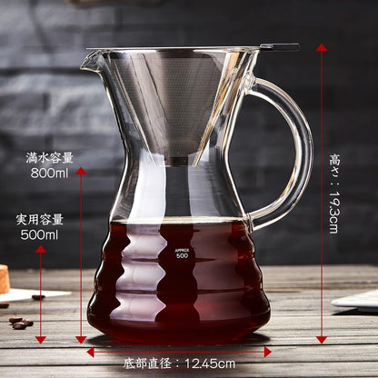 Pocarati Coffee Server – 500ml Heat-Resistant Glass Drip Coffee Maker