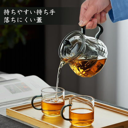Pocarati Heat-Resistant Glass Teapot 580ml – Direct Flame &amp; Microwave Safe with Infuser and Lid