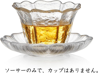 Glass Flower Saucer – Elegant Decorative Tea &amp; Cup Base