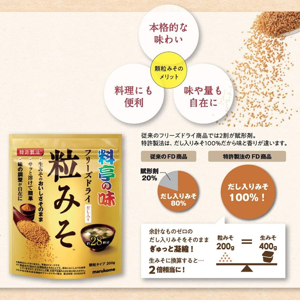 Marukome Ryotei-no-aji Freeze-dried Grain Miso 200g | Made in Japan