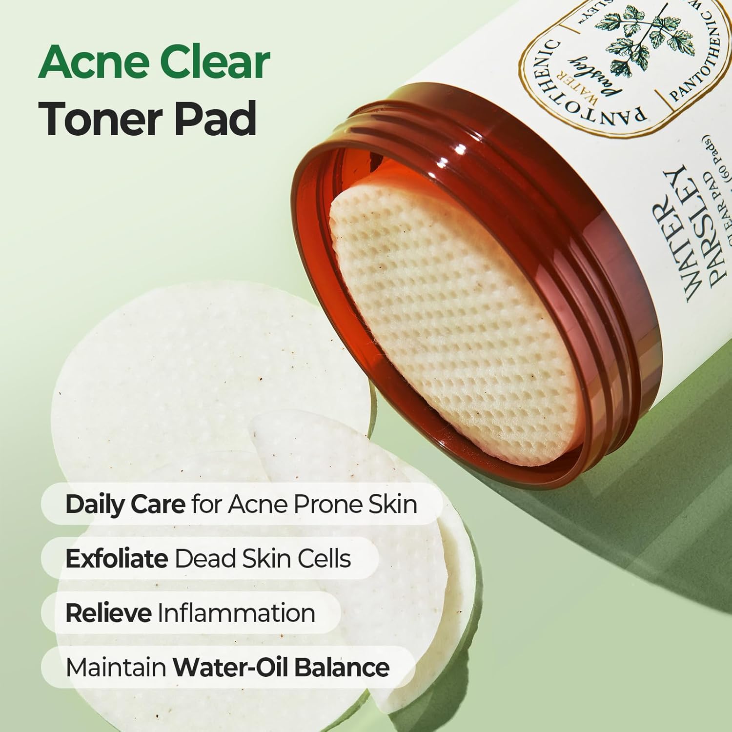 SKINFOOD Water Parsley Clear Toner Pads – Soothing &amp; Refreshing Korean Skincare Pads (250g, 60 Sheets)