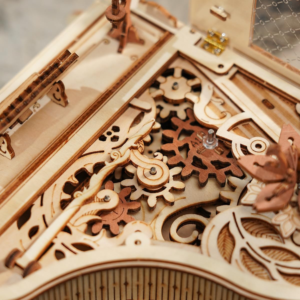 ROKR Piano 3D Wooden Puzzle Music Box – DIY Mechanical Model Kit with Automatic Playback, No Battery Required